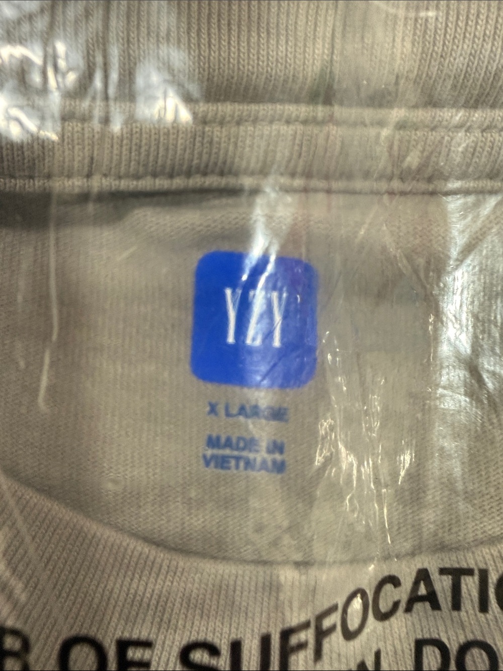 Yeezy Short Sleeve Tee in Light Gray with Blue Logo size XL